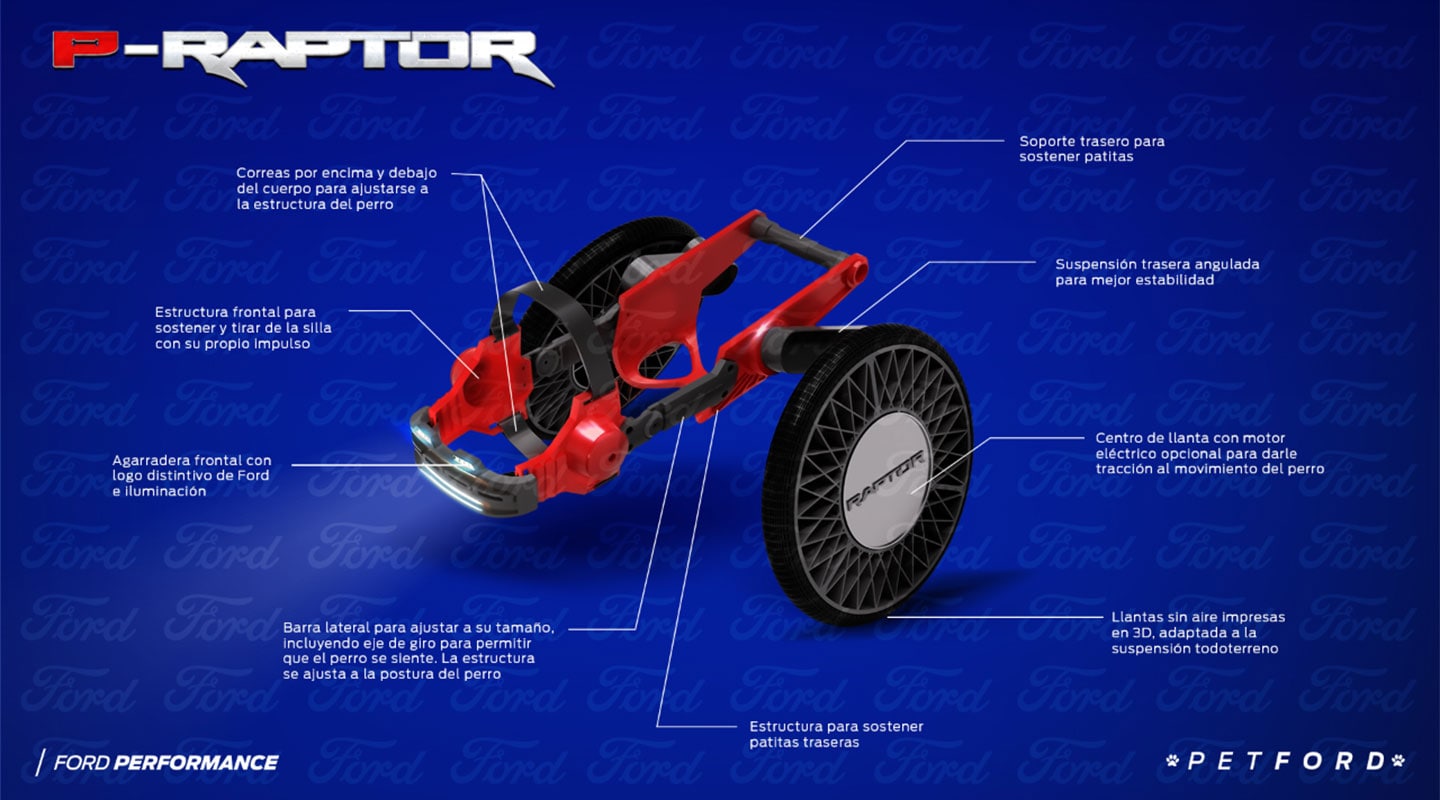 Ford P-Raptor: un vehículo pensado para las mascotas con movilidad limitada 