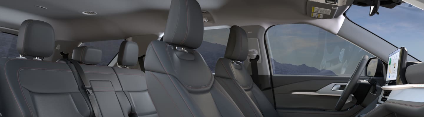 Interior con asientos tapizados de la nueva Ford Explorer